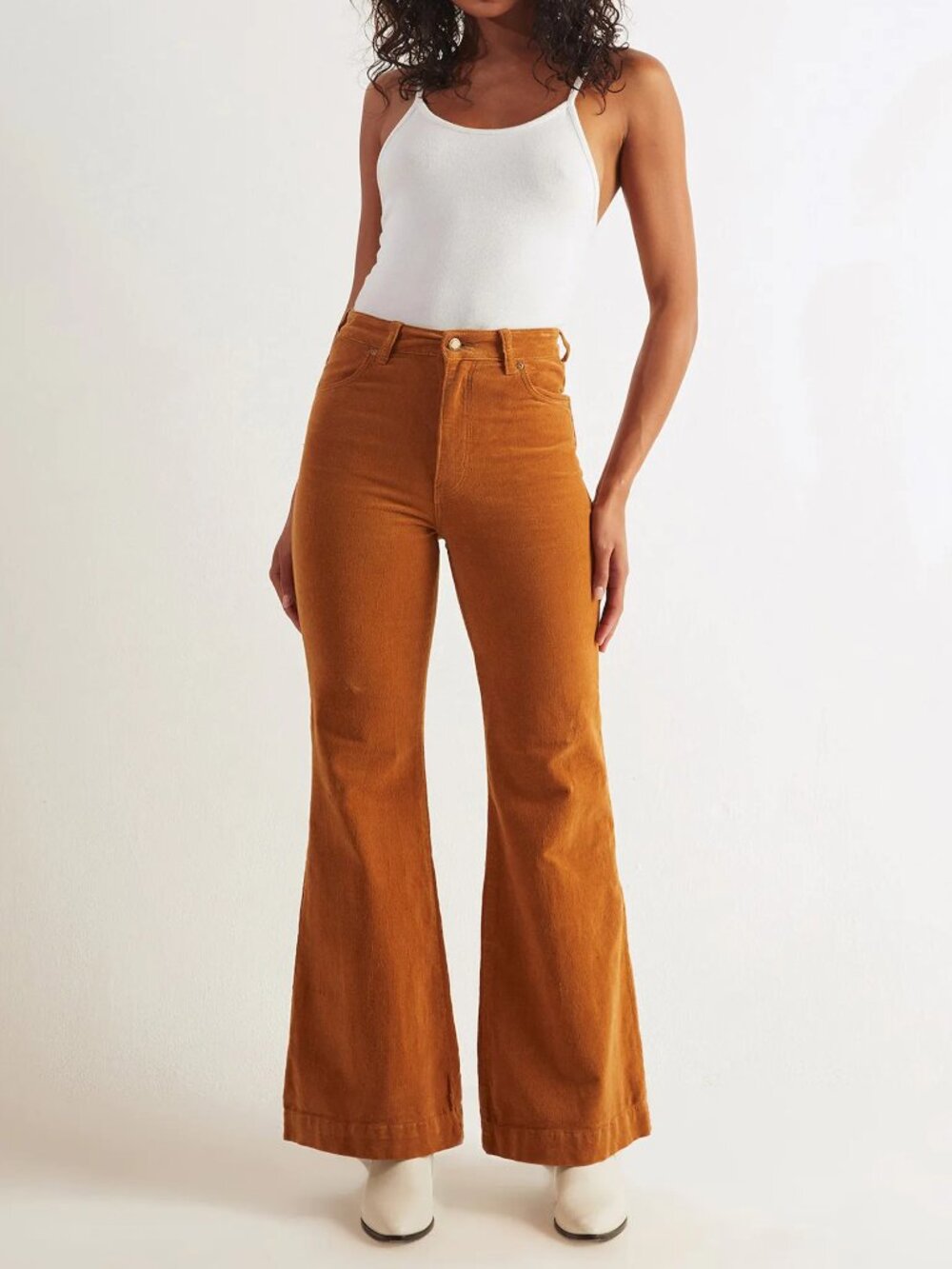 Rollas Brown Corduroy East Coast Flare Jeans - 1970's Sailor Style